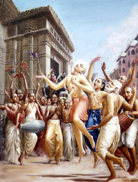 Lord Caitanya and His associates dance again and again.