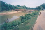 The bridge and the road that was built later.