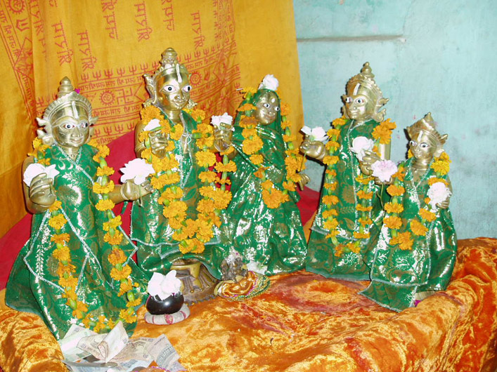 Their supreme Lordships: Sri Sita, Rama, Laksman, Bharat, Satrugna and Hanuman. These were the original Deities worshipped by the great Bhrgu Muni himself.