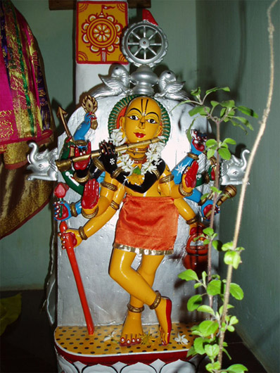 The Deity of “Dvadasa Bhuja Gauranga Mahaprabhu”.
