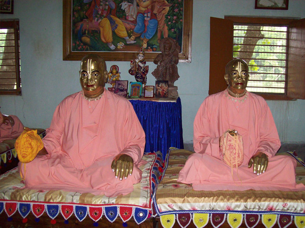The live size brass deity of Srila Gour Govinda Swami Maharaja and Srila Prabhupada.