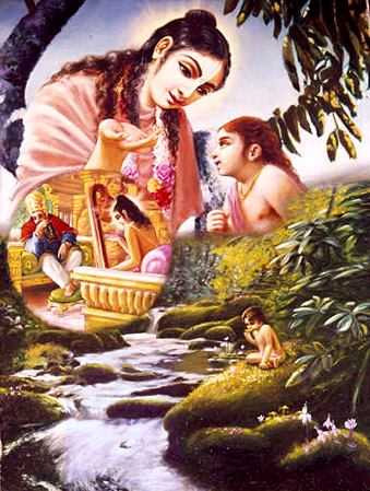 Srila Narada Muni became pleased and gave him initiation...